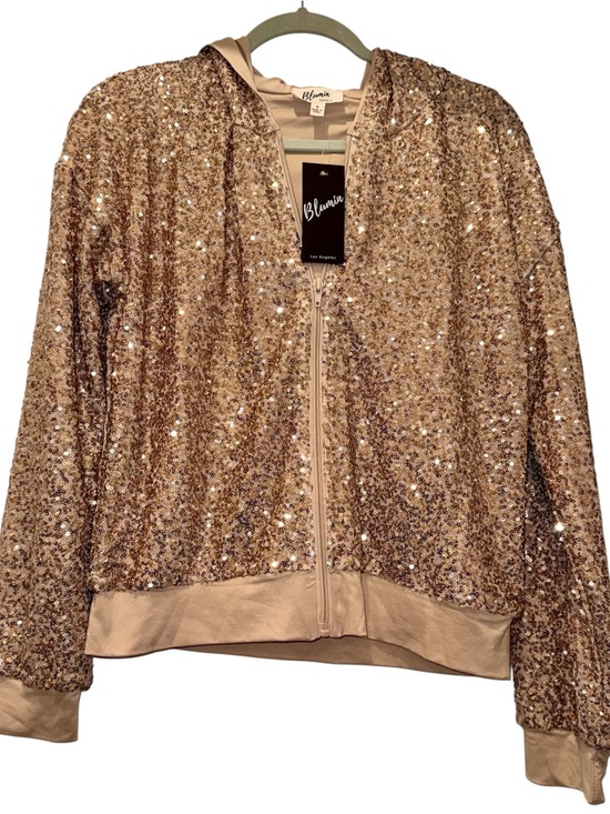 Blumin Apparel Jackets & Blazers - Blumin Apparel, Gold Sequin Bomber Jacket With Hood! SMALL. BRAND NEW W/ TAGS!🏷️